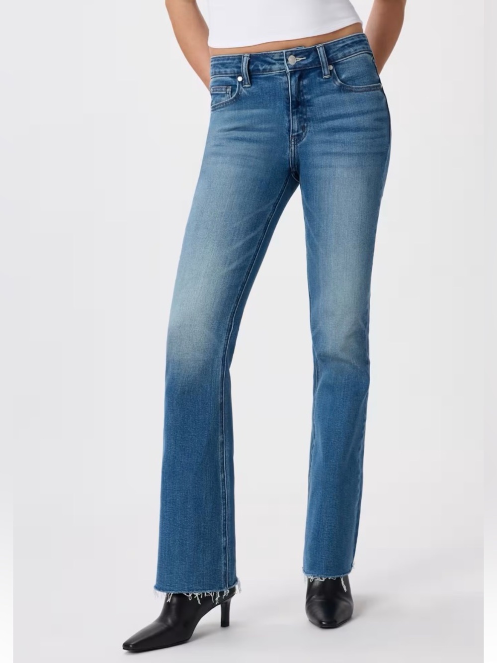 Quince Luna Stretch Flare Jeans in twilight blue fray - 26x30 NWOT